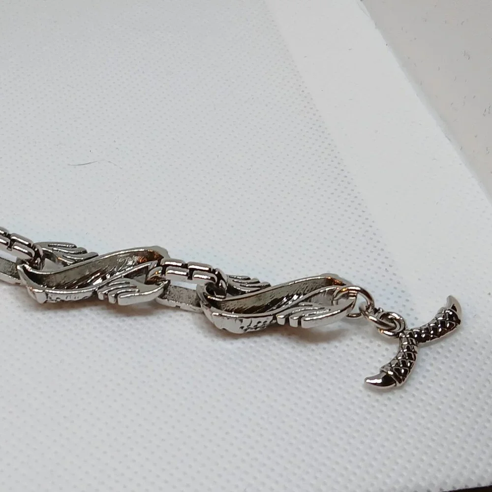 NWOT Silver Tone Metal Fashion Dragon Bracelet Jewelry Men Bling Hip Hop #33